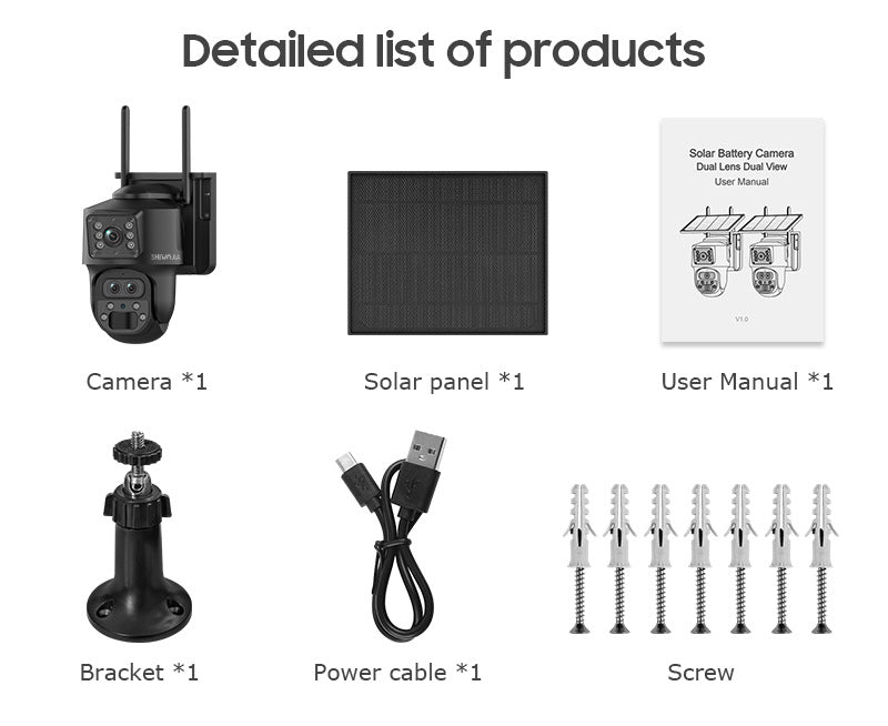 Outdoor4G Wireless HD Three Lens Solar Camera600Wan Remote Early Warning Fish Pond15Camera
