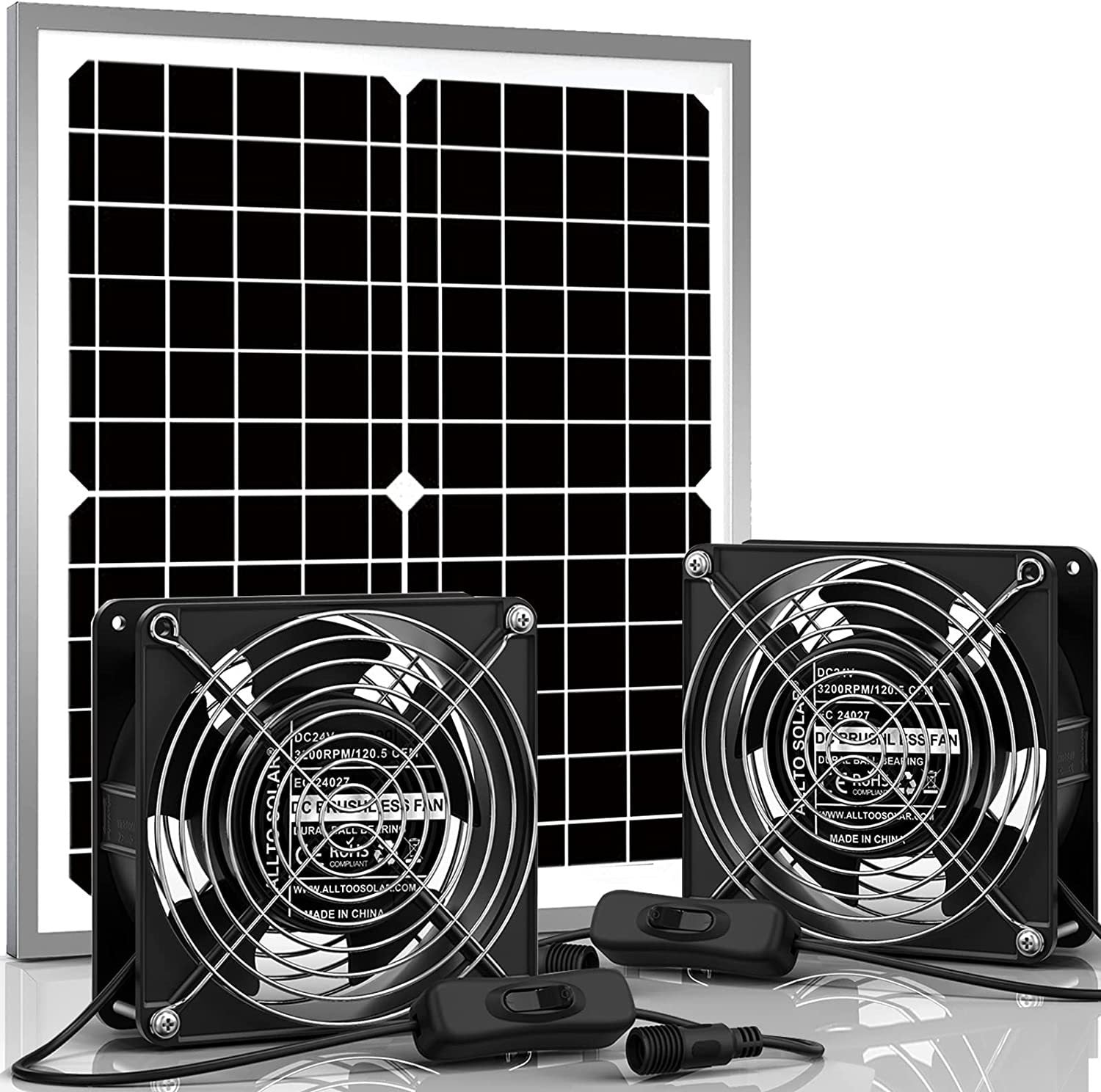 Solar Waterproof Solar Fan Kit20W Solar Panel+Fan,Suitable for chicken coops and sheds