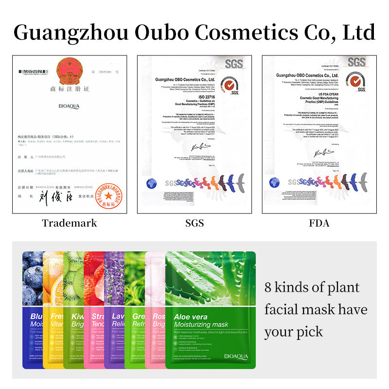 Full English Mask BIOAOUA Plant and Fruit Face Mask Sheets Hydrating and Moisturizing  Wholesale OB