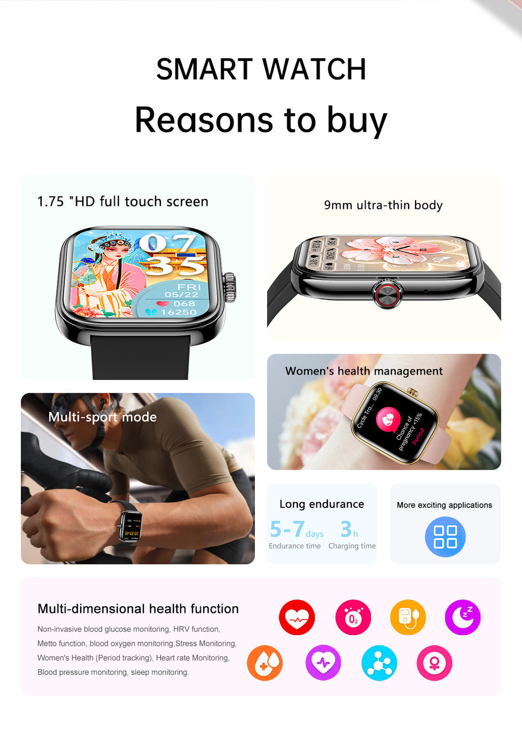 G46Women's Smart Watch Blood Pressure Blood Sugar Blood Oxygen Detection NFC Alipay Bluetooth Call Smart Bracelet