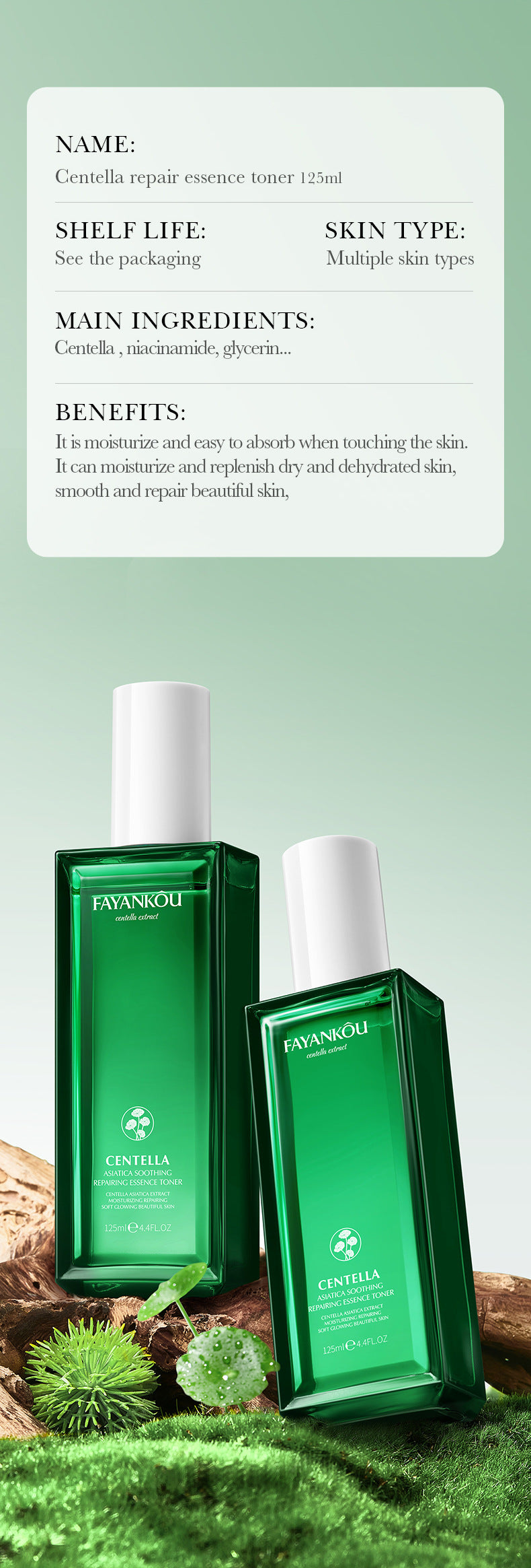 Centella Asiatica Soothing Essence Water FAYANKOU Moisturizing and Hydrating Water Wholesale for Cross-Border Trade