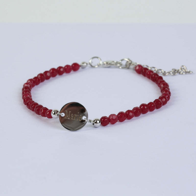 European and American Crystal Bracelet8MM Beaded Natural Stone White Pine Malachite Colorful Elastic Bracelet