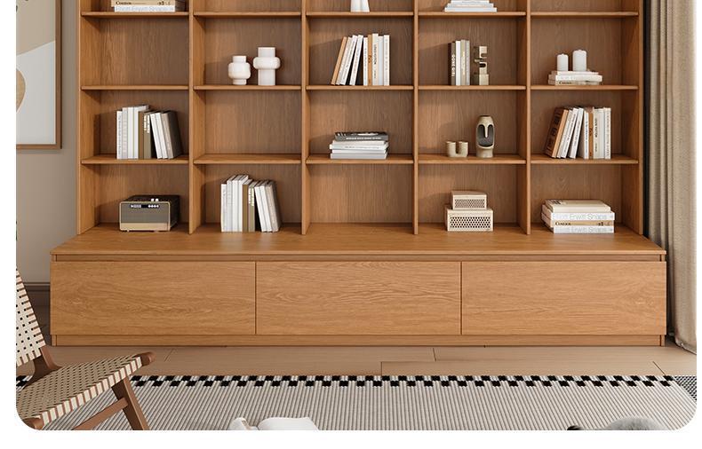 All-Oak Study Room Full-Wall Card Holder Integrated Bookcase Bookshelf Living Room Ceiling-To-Ceiling Solid Wood Display Cabinet