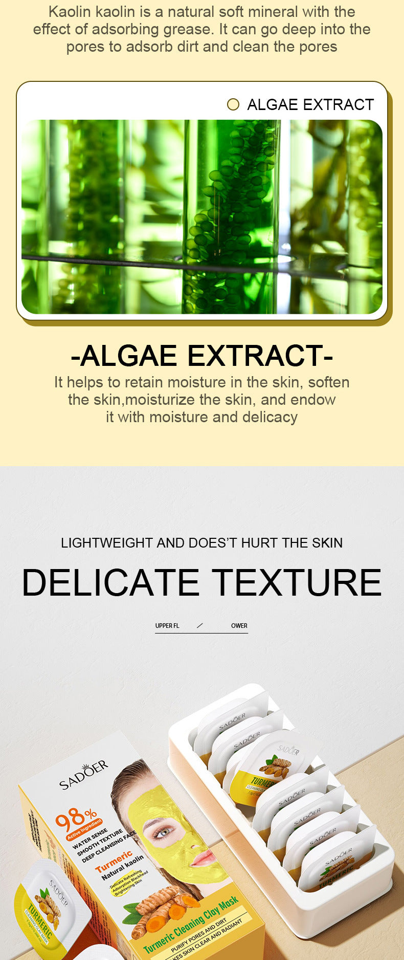 Cleaning Compound Film SADOER Green Tea Turmeric Rose Moisturizing Mask Cross-Border Foreign Trade Wholesale