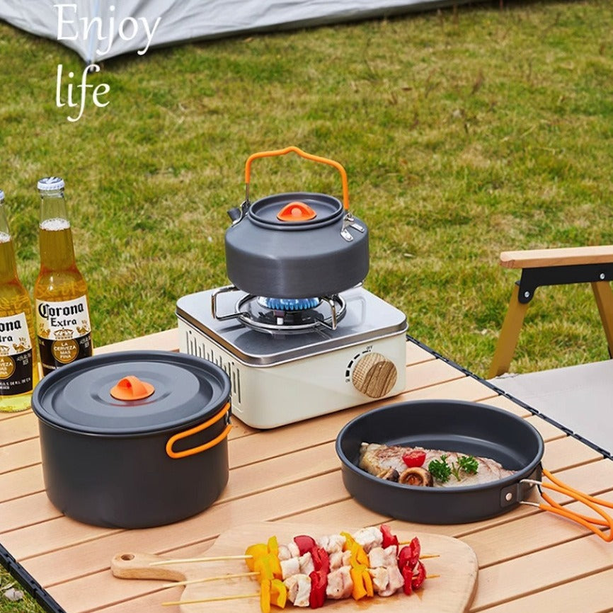 Cookware Set Pot Camping Tableware Cookware Camping Equipment Full Set Kettle Frying Pan Cooking Stove  Multi-Purpose