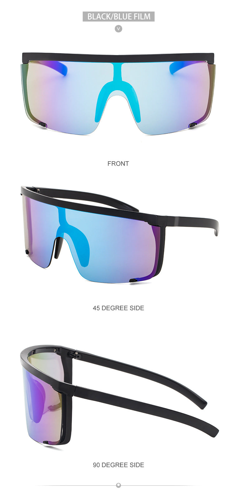 Colorful Cycling Sports Sunglasses for Men17183One-piece Windproof Frame Sunglasses for Men Trendy Sun Protection Glasses