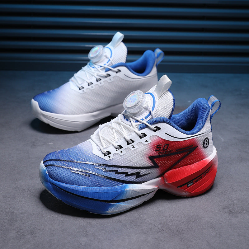 Children's Red Rabbit Sports Shoes Mesh Lightweight Breathable Student Physical Training Shoes Shock Absorption Anti-Slip Boys' Running Shoes