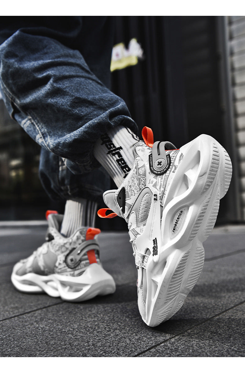 High-top Dad Shoes Men's Sports Shoes Youth Thick-soled Height-increasing Comfortable Basketball Shoes Trendy Brand Lightweight Comfortable