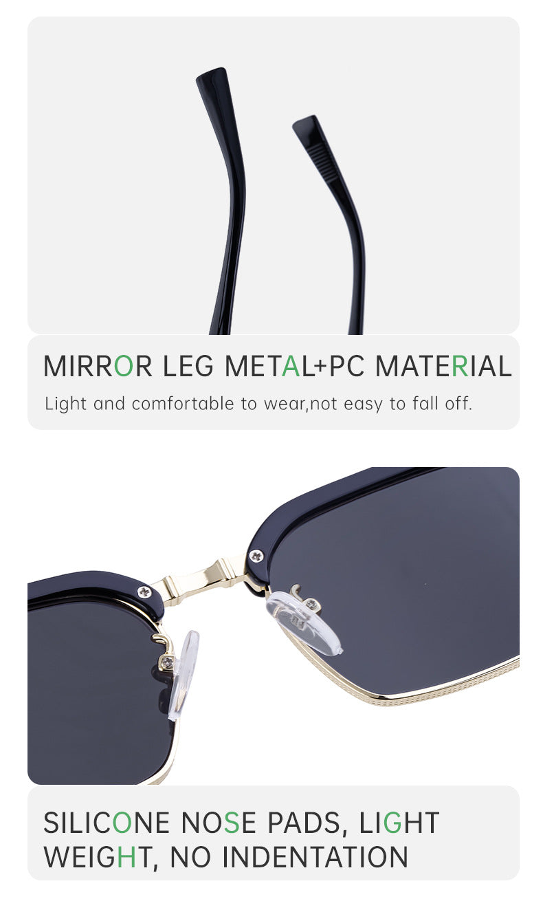 European and American New Retro Polarized Eyebrow Frame Sunglasses Men's Square Frame Sunglasses Men's Glasses Wholesale sunglasses