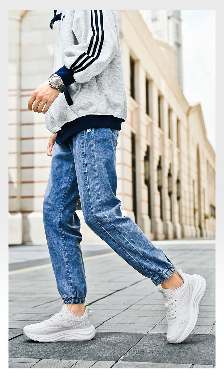 2025New Large Size Leather Waterproof Trendy Casual Men's Shoes Non-Slip Wear-Resistant Sports Shoes Shock Absorption Comfortable Running Shoes