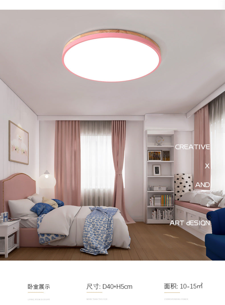 Nordic Solid Wood Macaron Ceiling Light led Round Iron Art Bedroom Lamp Living Room Lamp Home Decor