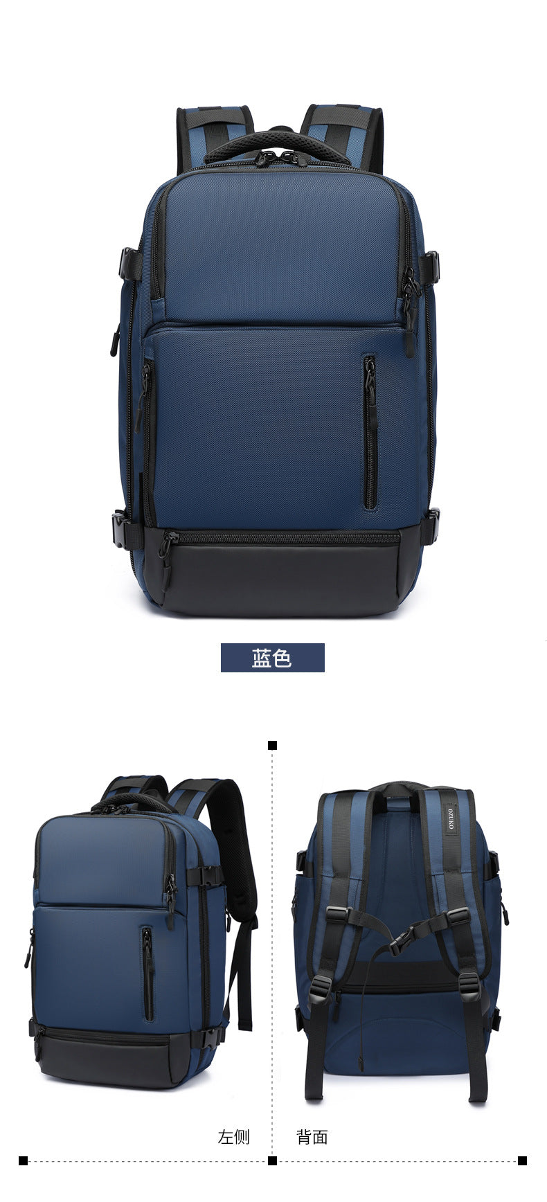 OZUKO Men's Backpack1715-inch Laptop Bag Business Travel Large Capacity Waterproof Commuting Sports Backpack