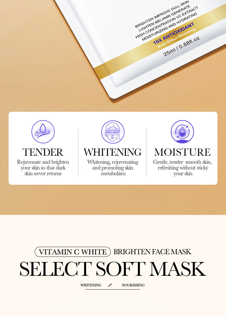 VC Whitening Mask BIOAOUA Vitamin C Hydrating, moisturizing, and brightening skin tone cross-border wholesale