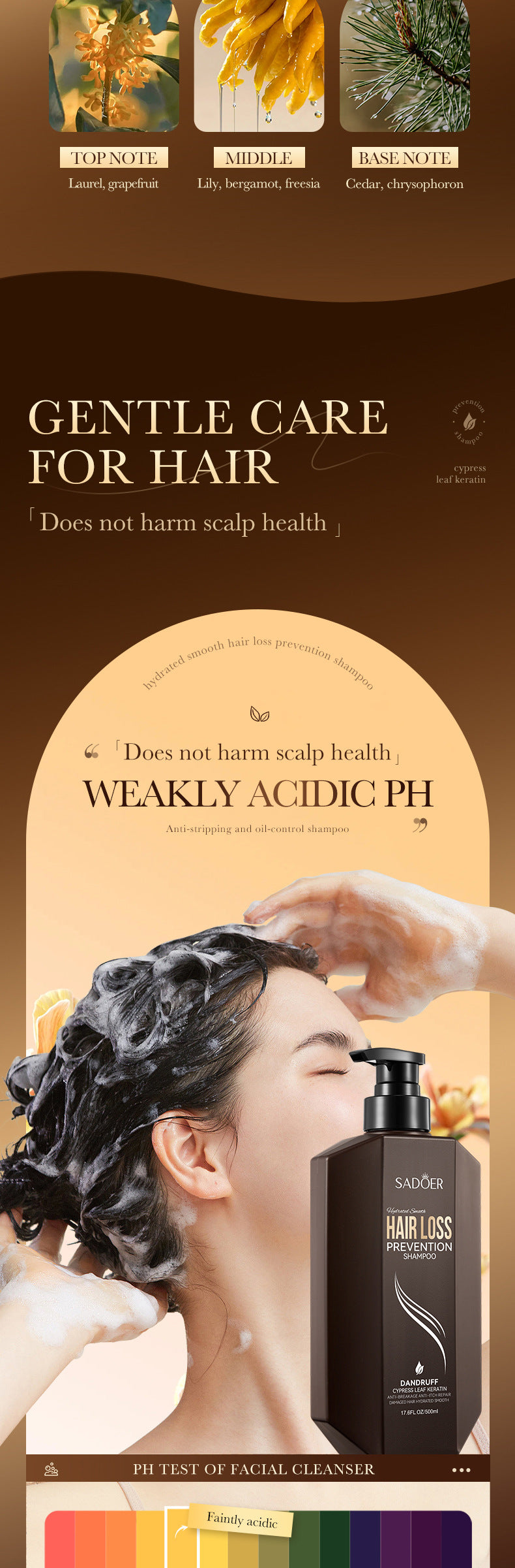 Full English Shampoo500ml SADOER Hydrating Smooth Anti-Hair Loss Anti-Dandruff Shampoo  Wholesale