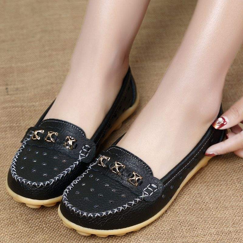 Leap Month Shoes Women's Shoes Soft Sole Casual Women's Leather Shoes Middle-aged and Elderly Mom Shoes Loafers Women's Slip-on Flats