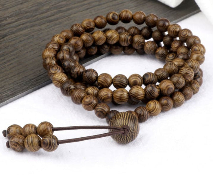 Blue Tiger Eye Stone Bracelet Single Circle Natural Stone Beaded Bracelet Volcanic Stone White Pine Chicken Wing Wood Long Bracelet