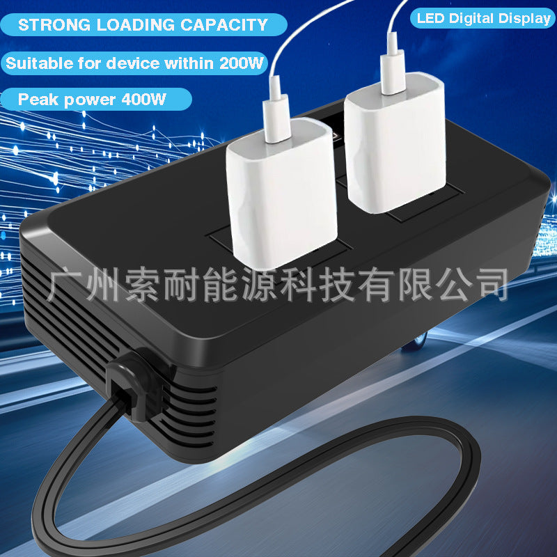 Hot Selling Car Inverter200W 12V Turn110V/220V Double USB/Type-C Mouth inverter
