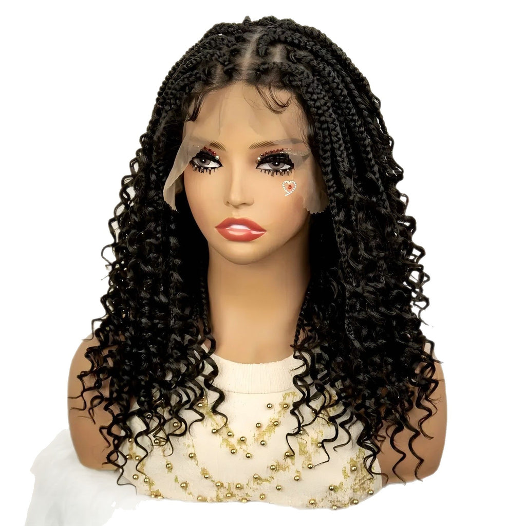 TEMU Cross-Border E-commerce Hot-Selling Synthetic Fiber Hand-Crocheted Lace Three-Strand Braid Ponytail Cover Box braid wigs