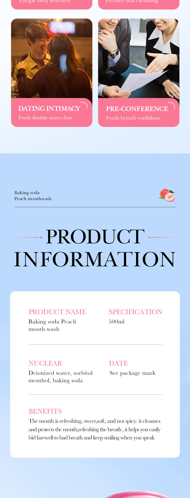 Fruit Mouthwash SADOER Fresh Orange Baking Soda Tooth Stain Remover Mouthwash Bottle Cross-Border Wholesale