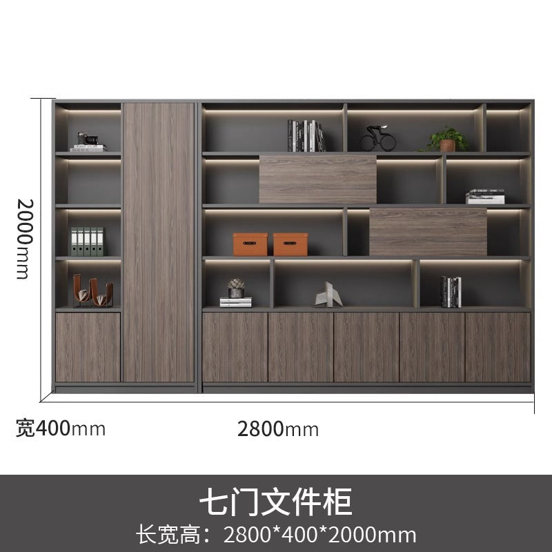 Office File Cabinet with Lock Storage Cabinet Wooden Modern Bookshelf Boss Background Cabinet Archive Cabinet