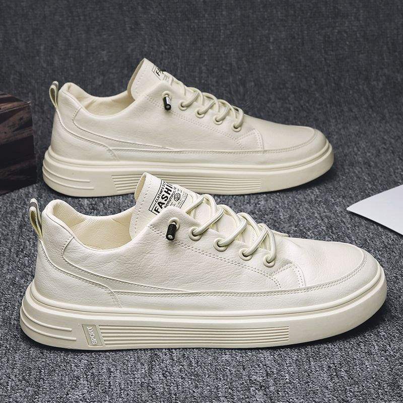 Summer Men's Shoes Spring and Autumn2025New Year's Casual Sports White Sneakers Men's Slip-On Leather Shoes Versatile Trendy Shoes