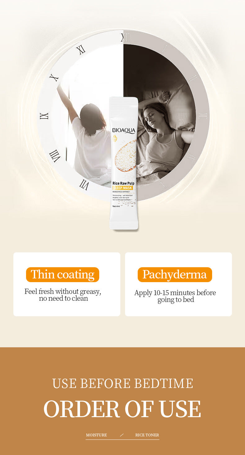 Full English Sleep Mask BIOAOUA Rice No-Wash Apply-Off Good Night Freeze Mask Boxed  Foreign Trade Wholesale