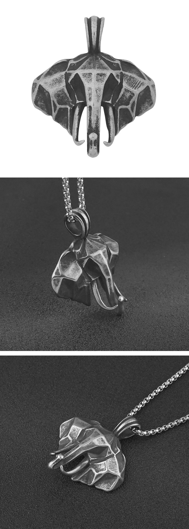 Titanium Steel Elephant Personality Necklace304Stainless Steel Jewelry316L Stainless Steel Distressed Craft Pendant Wholesale