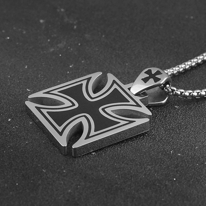 Hot Fashion Hip-Hop Versatile Titanium Steel Cross Pendant Personality Unisex Casual Couple Stainless Steel Necklace