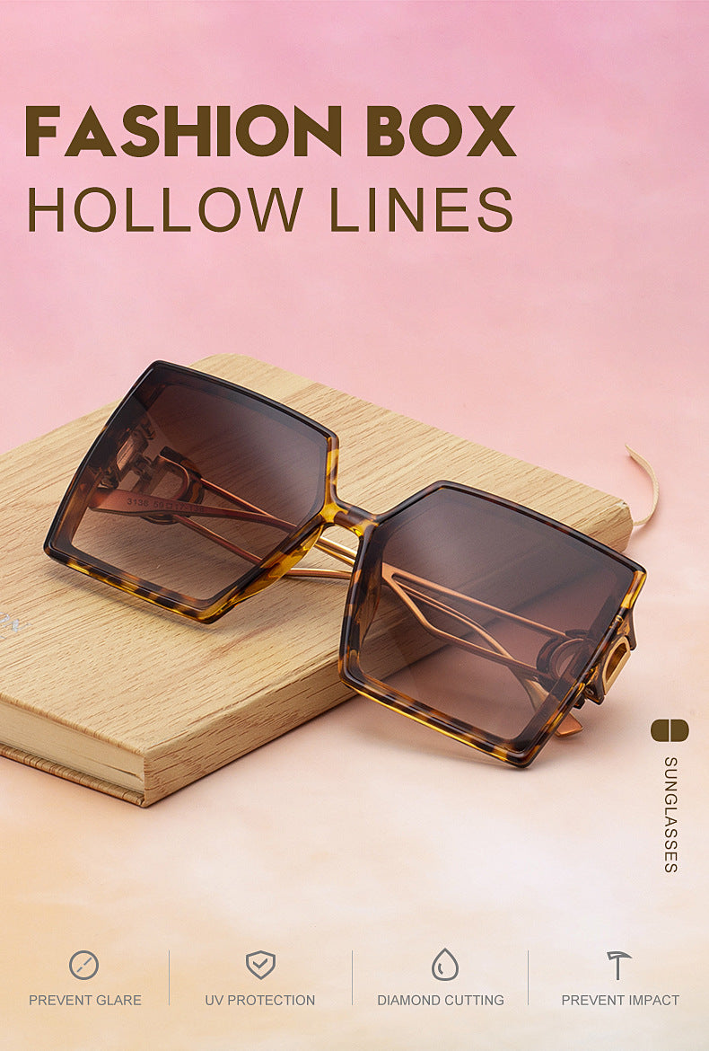 Fashion Large Frame Sunglasses for Women ins Internet Celebrity Style Square Frame Sunglasses for Women Trendy Street Photography Glasses sunglasses