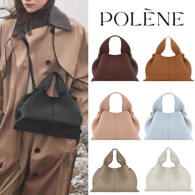 pole Cloud Handbag Genuine Leather Light Luxury French Niche Versatile Dumpling Bag European and American Retro High-Quality Texture Crossbody Bag