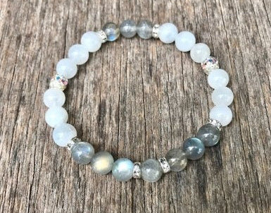 Blue Tiger Eye Stone Bracelet Single Circle Natural Stone Beaded Bracelet Volcanic Stone White Pine Chicken Wing Wood Long Bracelet