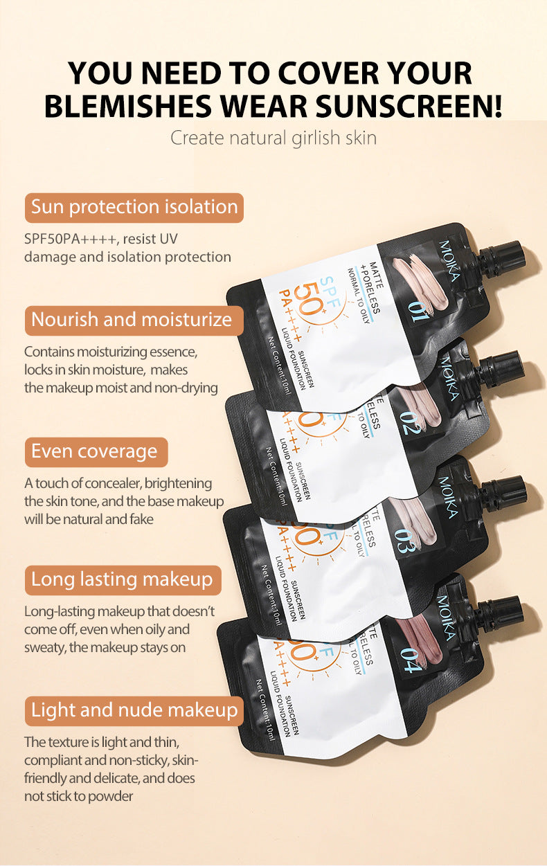 Full Moisture Sunscreen Foundation Oil Control Non-Cakey Concealer Primer for Dry Skin Non-Caking