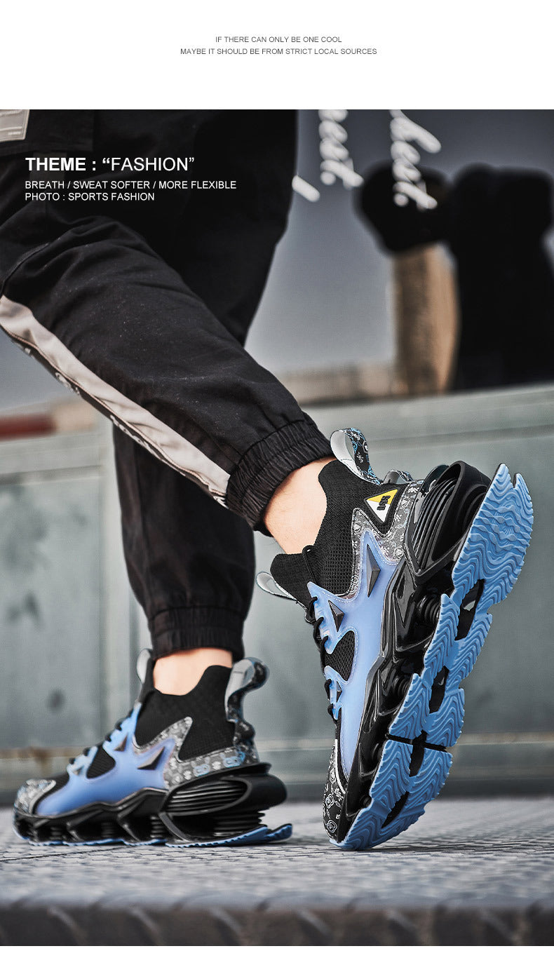 Fashion Blade Men's Shoes Mesh Breathable Sports Casual Running Shoes Men's Shock Absorption Anti-Slip Height Increasing Dad Trendy Shoes