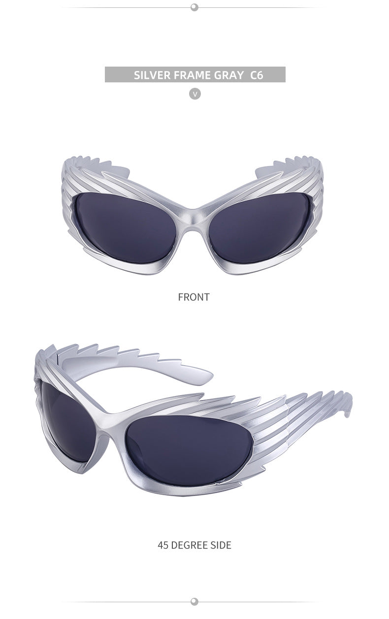 Europe and America Y2K Millennium Windproof Sunglasses for Women Trendy Personality Irregular Shape Sun Protection Sunglasses for Men Cycling Sports Glasses