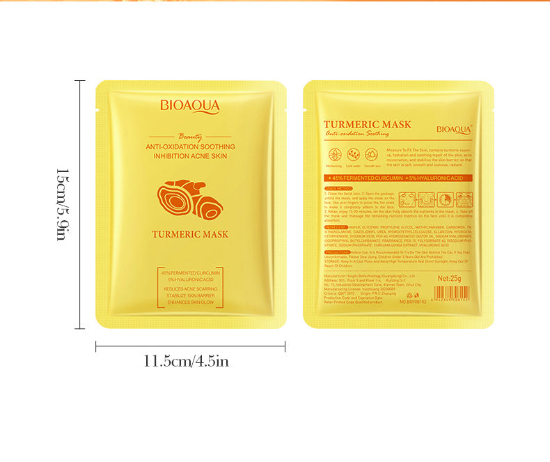 Turmeric Mask BIOAOUA Anti-oxidation Moisturizing Hydrating Nourishing Face Mask Sheets Wholesale for Cross-border Trade