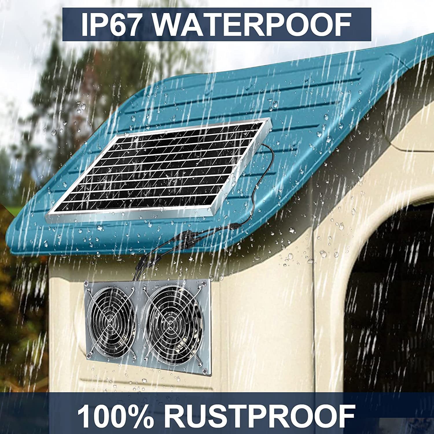 Solar Fan for Shed15W Solar panel high-speed DC brushless fan,Suitable for heat dissipation