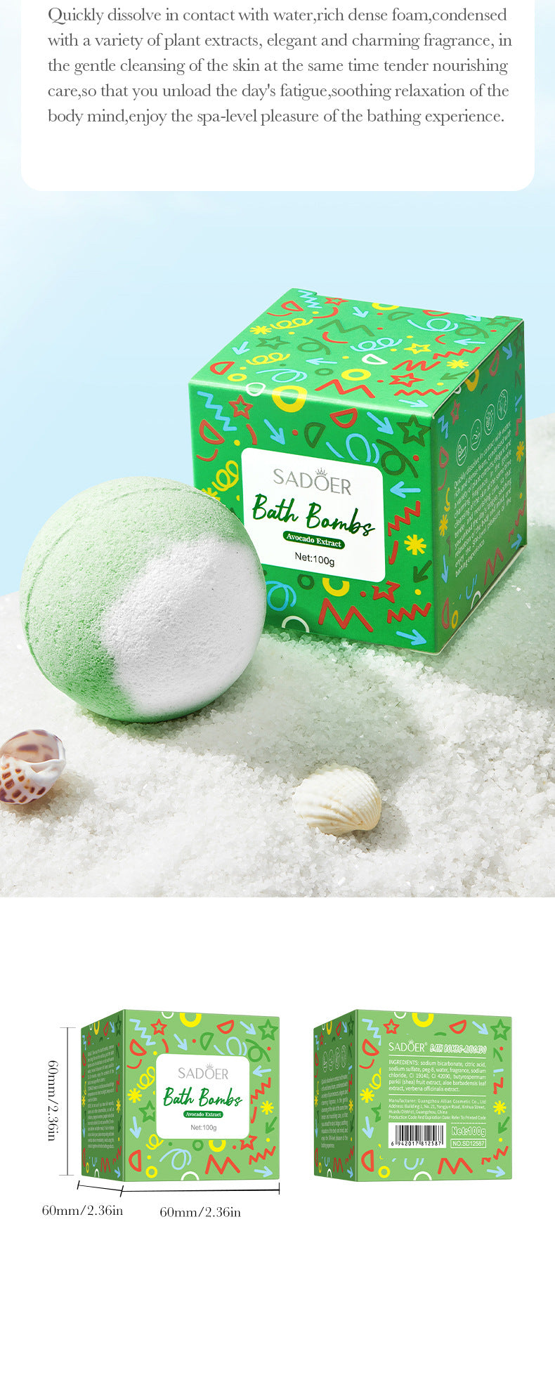 Rose Bath Salt Balls SADOER Deep Cleansing Body Universal Bath Ball Cross-Border Foreign Trade Wholesale