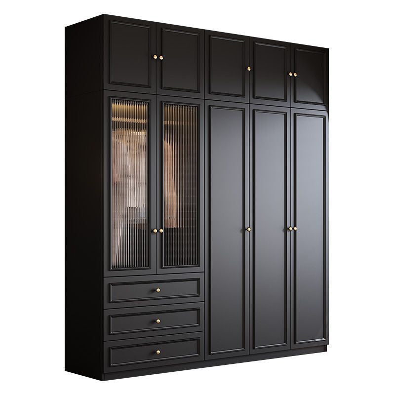 Vintage Style Wardrobe Black Cabinet Wardrobe for Home Bedroom Small Apartment Modern Simple Side Cabinet Top Cabinet Furniture Wardrobe