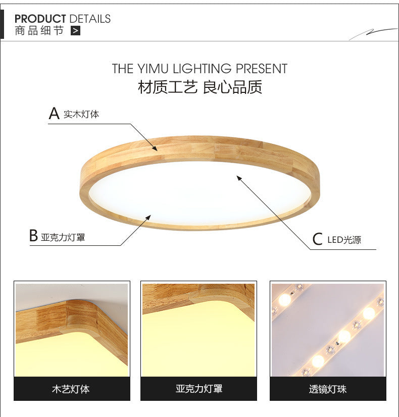 Log led Ceiling Lamp Living Room Balcony Tatami Wabi-Sabi Style Japanese Style Wood Art Corridor Nordic round bedroom