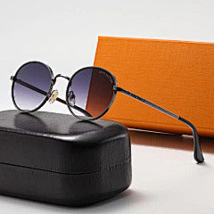 New Classic Retro Single Beam Leopard Head Decorative Sunglasses Men's Driving Metal Round Frame Sunglasses