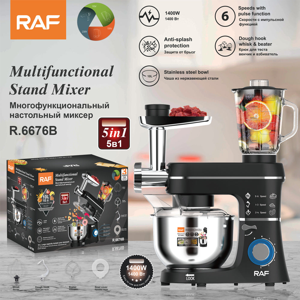 RAF European Standard 3-in-1 Chef Machine Multi-Functional Dough Mixer Household Meat Grinder Juicer Food Processor