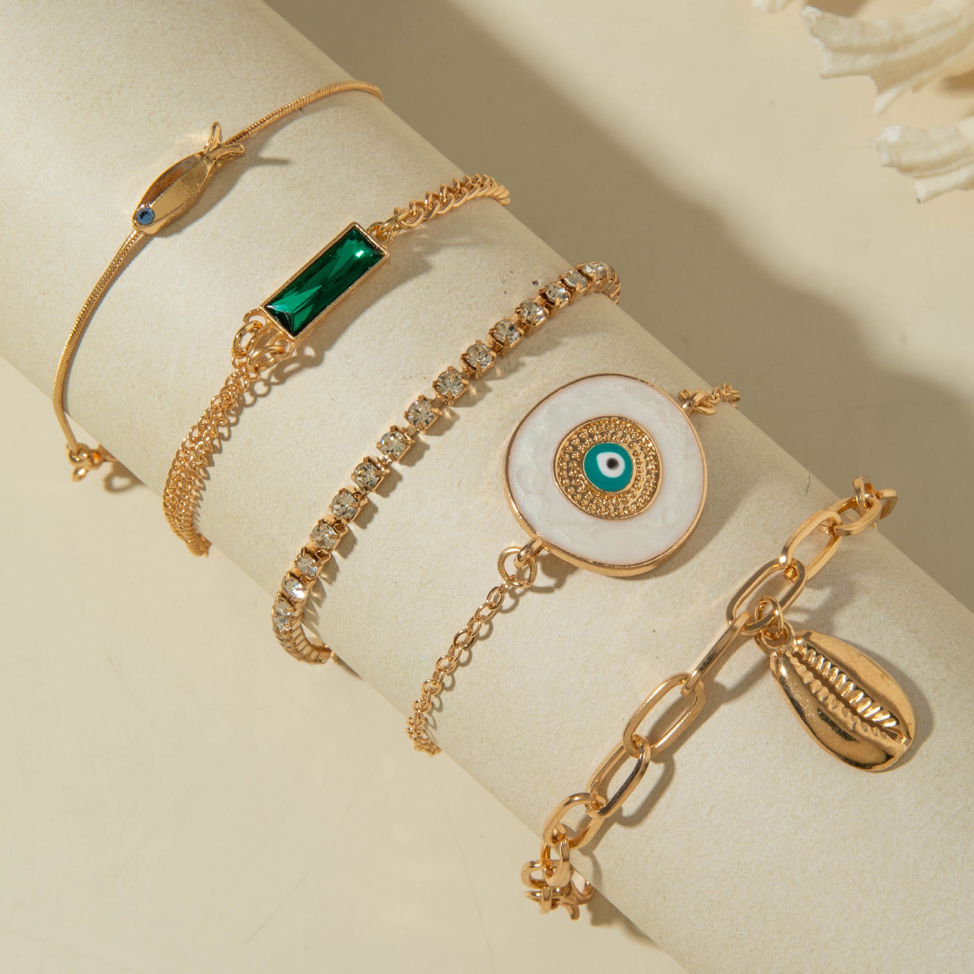 European and American Style Bracelet Bohemian Devil's Eye Bracelet Design Sense Inlaid Diamond Oil Drop Exaggerated Bracelet Set