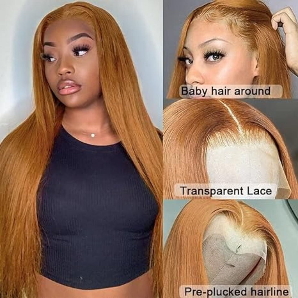 Wig for European and American Women, Middle Part, Long Straight Hair, Front Lace, Synthetic Fiber13*4*1T Headgear for Foreign Trade wigs European and American Style