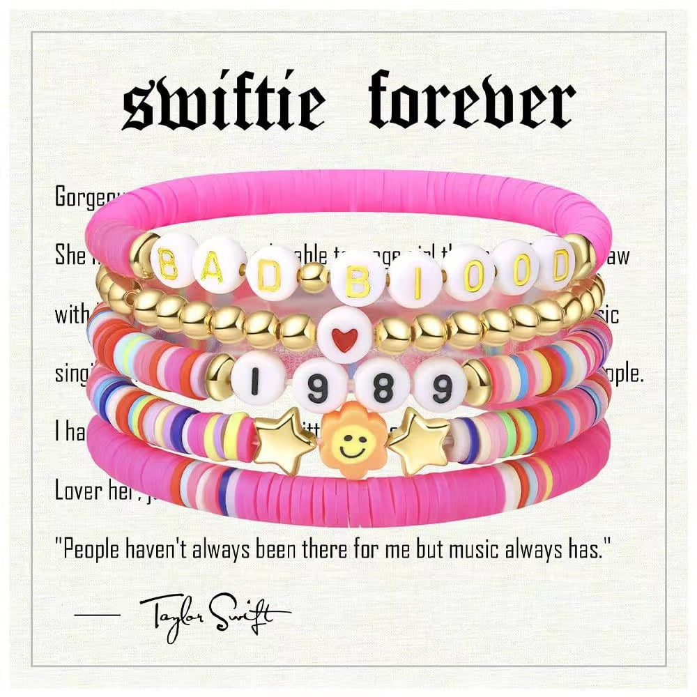 Taylor Music Jewelry Bracelet for Women Versatile High-End Bohemian Accessories SWIFTIE Alphabet Soft Clay Bracelet