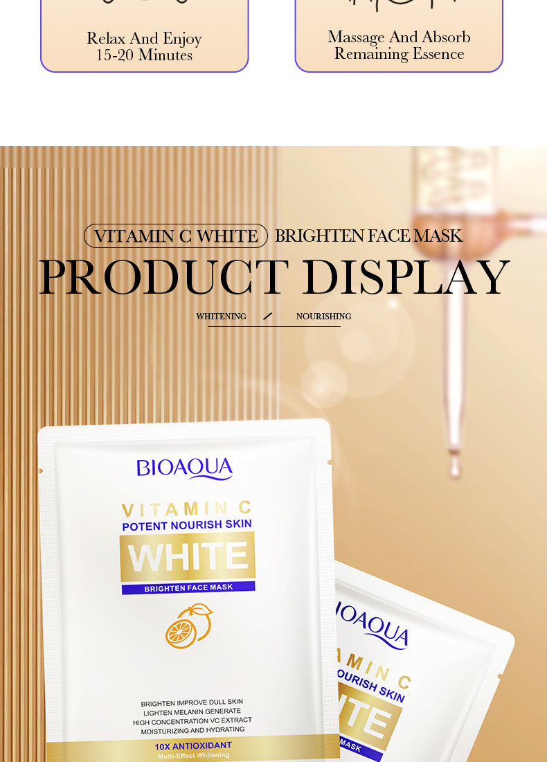 VC Whitening Mask BIOAOUA Vitamin C Hydrating, moisturizing, and brightening skin tone cross-border wholesale