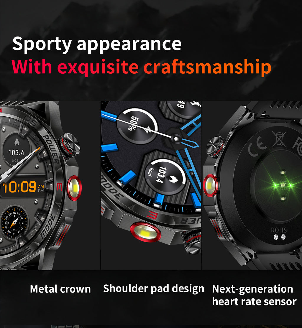 HT28Smart Watch Bluetooth Call True Heart Rate Step Sleep Breathing Training Deep Waterproof Flashlight Sports