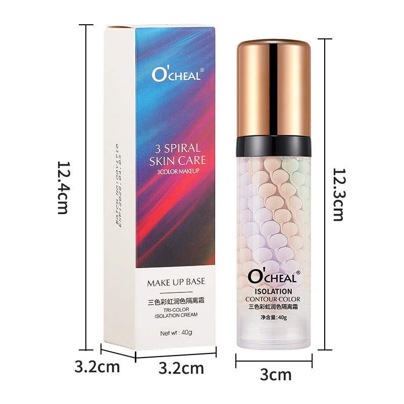 Three-Color Rainbow Isolation Cream Natural Brightening Isolation Cream Primer Bird Drool Spiral Three-Color Primer