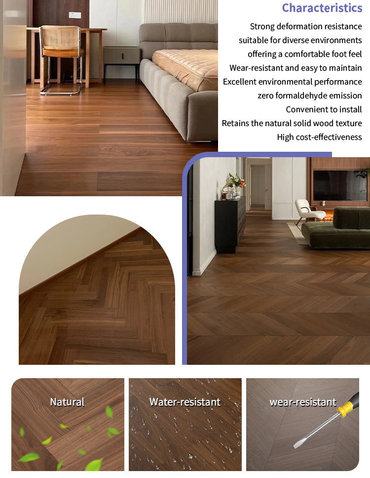 ENF Certified AB Grade Black Walnut Click Lock Three-Layer Engineered Wood Flooring Waterproof Anti-slip Outdoor & Indoor