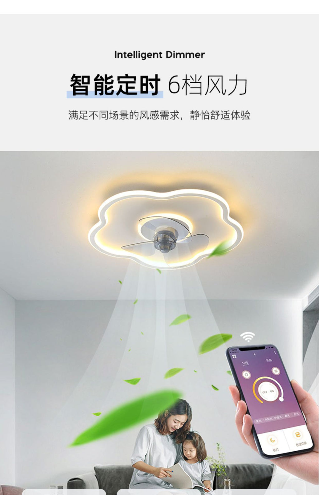 Smart Bedroom Ceiling Fan Light, Ceiling Fan Light, Simple Dining Room Ultra-thin Modern Living Room Household Electric Fan Chandelier