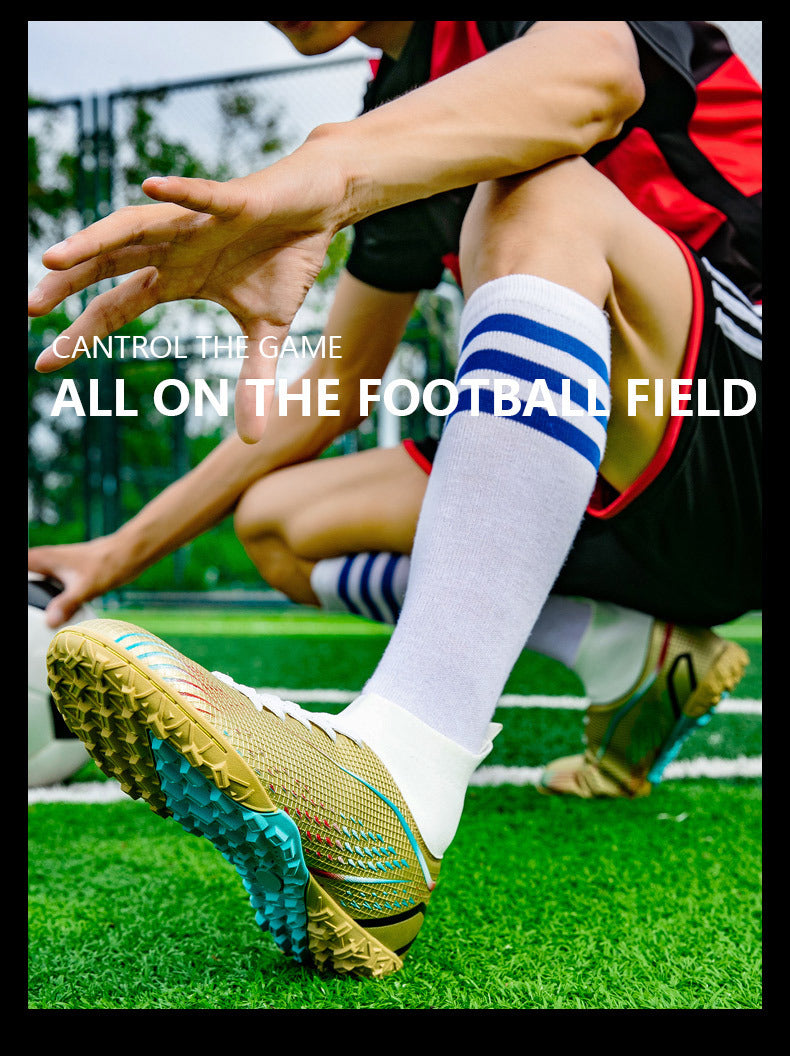 New football shoes for men and women AG Long Spike gold Competition Student Training Shoes Artificial Turf TF Wholesale of Broken Nails